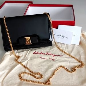 2014 Salvatore Feragamo "Nero" patent Calf Leather Mini Bag